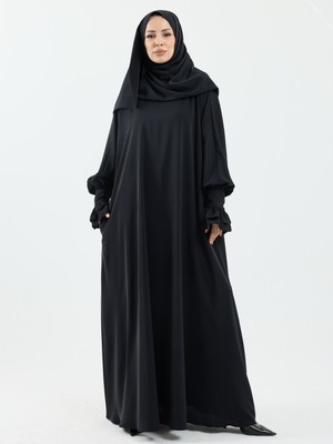 Kadeem Giyim Meryem Şal Hediyeli Dubai Abaya Siyah - 1016