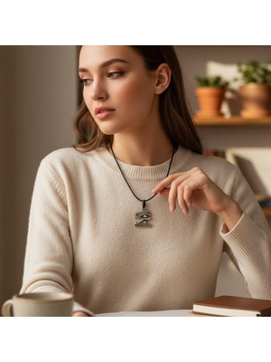 Hedea Krom Kaplama Horus\'un Gözü Figürlü Unisex Kolye - Yağlı Koton Kordonlu Ayarlanabilir Mısır Mitolojisi Temalı Tılsım Madalyon