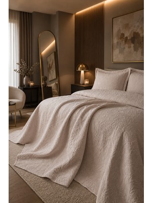 Bedline Emma Yatak Örtüsü Seti Tek Kişilik Bej 160*240 cm