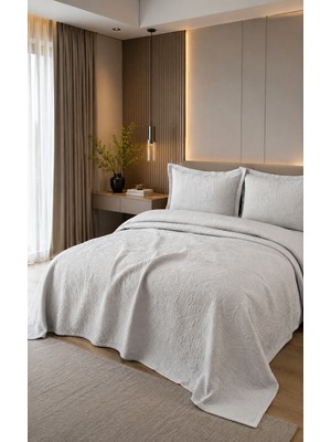 Bedline Emma Yatak Örtüsü Seti Çift Kişilik Gri 240*230 cm