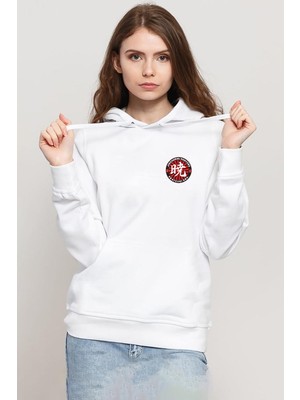 Tshirthane One Piece Anime Ninja Org. N.S Beyaz Kadın 3ip Kapşonlu Sweatshirt