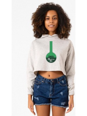 Tshirthane Breaking Bad Merch Beyaz Kırçıllı Kadın Crop Kapşonlu