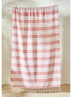 %100 Pamuk Stripe Peştamal Kiremit (90X160 Cm)