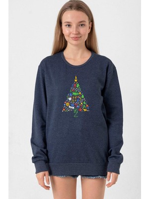 Tshirthane Broadway Christmas İndigo Kadın 2ip Sweatshirt