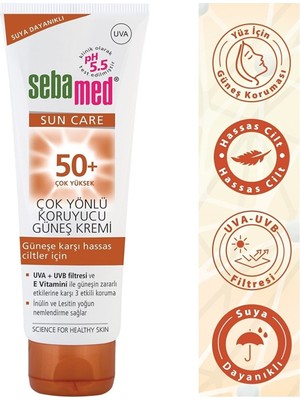 Sebamed Sun Care UVA / UVB Filtresi ve E Vitamini Üçlü Yüksek Koruma Çok Yönlü Güneş Kremi 50 SPF 50 ml
