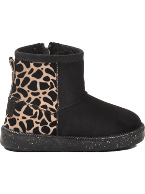 Ayk's Siyah Leopar Içi Kürklü Fermuarlı Kız Çocuk Bot 1212 P