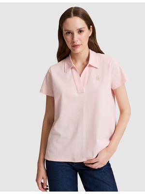 Pierre Cardin Kadın Açık Pembe A Kesim Comfort Polo Yaka Basic Tişört 50325465-VR078