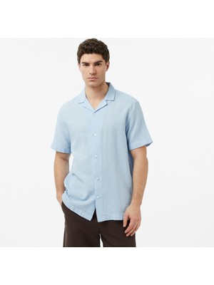 Nautica Erkek Mavi Regular Fit Kısa Kollu Gömlek