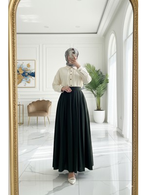Merve Akyol Moda Vera Paraşüt Etek - Haki - Beden: 40