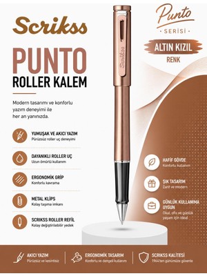 Scrikss Punto Roller Kalem Metalik Kızıl Altın
