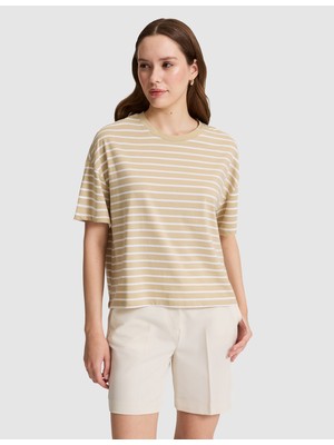 Pierre Cardin Kadın Bej Oversize Tişört 50325463-VR011
