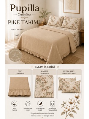Bahar Evde Pupılla Collectıon Çift Kişilik Pike Takımı Victorıa Bej