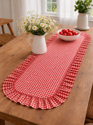 ŞAH TEXTILE DESIGN Pötikareli Sık Fırfırlı Leke Tutmaz Runner 40X110