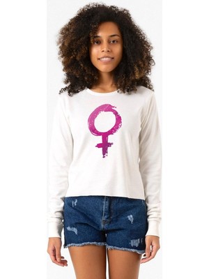 Tshirthane Purple Venus Symbol Ekru Ekstra Uzunkol Sweatshirt