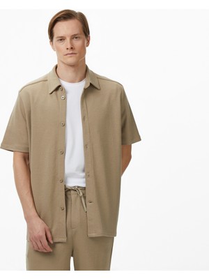Nautica Erkek Bej Regular Fit Kısa Kollu Gömlek