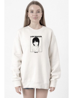 Tshirthane Serial Experiments Anime Lain Poster Beyaz Kadın 2ip Sweatshirt