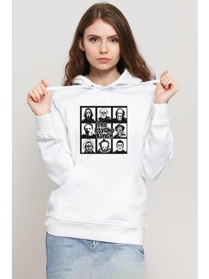 Tshirthane The Psycho Bunch Beyaz Kadın 3ip Kapşonlu Sweatshirt