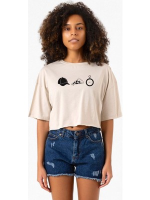 The Walking Dead Glenn Rhee Symbols Bej Kadın Crop Tshirt