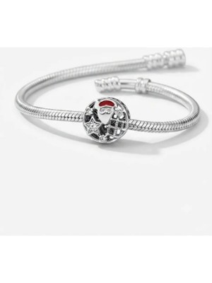 Celikchi Kadın Yılbaşı Temalı Noel Baba Model Gümüş Charm