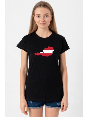 Euro 24 Austria Siyah Kadın Tshirt