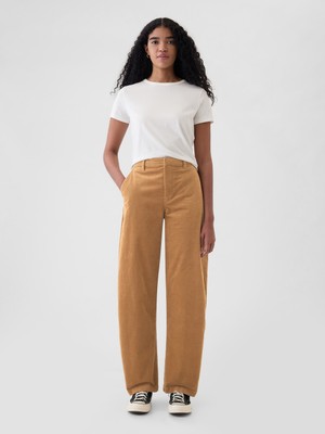 Gap Kadın Kahverengi High Rise Kadife Tapered Ankle Pantolon