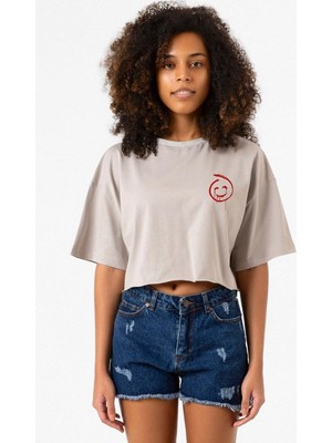 The Mentalist Red John Pocket Taş Rengi Kadın Crop Kapşonlu