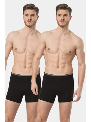 Türen Erkek Likrali Dügmeli Boxer 2'li Paket, %95 Pamuk, %5 Elastan