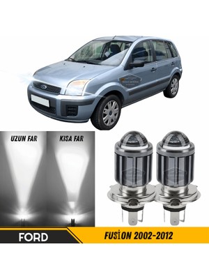 Caralp Ford Fusion 2002-2012 Uyumlu Mercekli Far Ampulü LED Xenon Beyaz Renk Far Şimşek Etkili Csp LED Lamba Uzun Kısa 2 Adet Takım