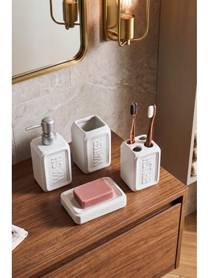Perotti 13891-2 Well Stoneware 4 Parça Banyo Seti Beyaz