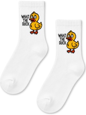 Carnaval Socks What The Duck Ördek Desenli Beyaz Yarım Konç Kısa Çorap