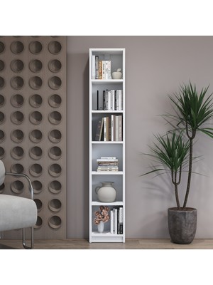 Rani HC125 Kitaplık 5 Raflı Çalışma Odası Kütüphane Modern Duvar Rafı Beyaz