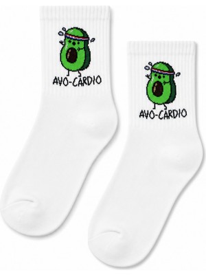 Carnaval Socks Avo Cardio Avokado Desenli Beyaz Yarım Konç Kısa Çorap