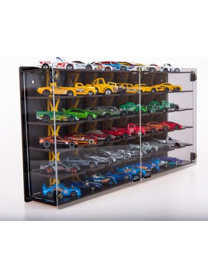 Pleksi Kapak 48 Araçlık 1/64 Hotwheels, Matchbox Uyumlu Hobi Oyuncak Araba Rafı Koleksiyon Model Araba Garajı