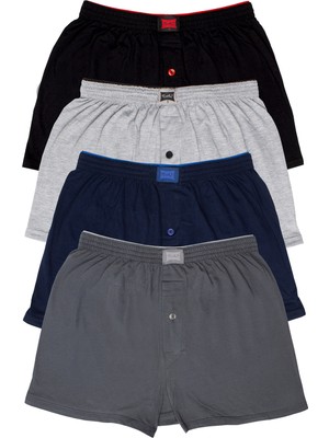Tutku Karışık 4'lü Erkek Penye Havlu Bel Düz Boxer