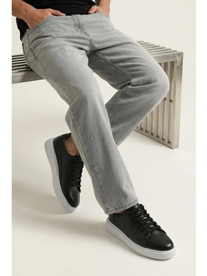 Ziya, Erkek Hakiki Deri Sneaker 161423Z514 Siyah
