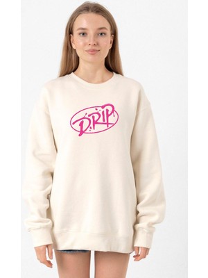 Tshirthane Babymonster Drip Ekru Kadın 2ip Sweatshirt