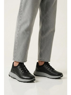 Ziya, Erkek Hakiki Deri Sneaker 161423Z522 Siyah