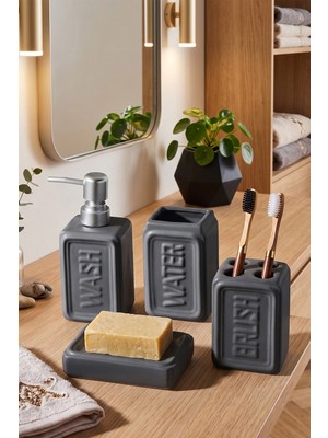 Perotti 13891-3 Well Stoneware 4 Parça Banyo Seti Antrasit