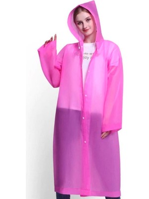 Marlux Kadın Erkek Yağmurluk Kapüşonlu Çıtçıtlı Eva Pembe Yağmurluk