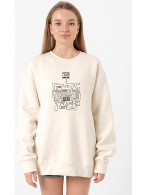 Tshirthane Prison Break Labyrinth Ekru Kadın 2ip Sweatshirt