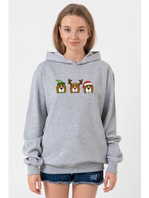 Tshirthane 3 Wise Beagles Christmas Grimelanj Kadın 3ip Kapşonlu Sweatshirt