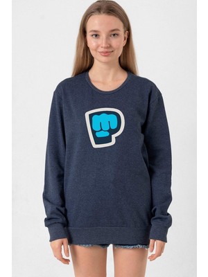 Tshirthane PiewDiePie Active İndigo Kadın 2ip Sweatshirt
