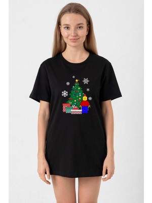 LEGO Man Christmas Siyah Kadın Oversize Tshirt
