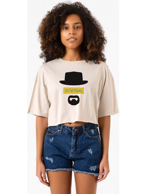 Breaking Bad Yellow Say My Name Head Bej Kadın Crop Tshirt