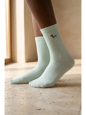 Katia & Bony Unisex Köpek Nakışlı Soket Çorap Mavi