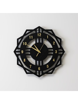 Decotimex Galaxy Duvar Saati 40 x 40 (Siyah - Gold)