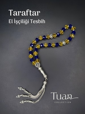 Tuan Collection Fanatik Taraftar El Işçiliği Tesbih 8mm Hediye Sarı Lacivert Küp Kesim