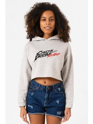 Tshirthane Stray Kids Chk Chk Boom Grimelanj Kadın Crop Kapşonlu