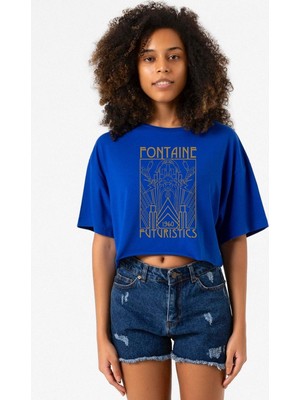 Bioshock Fontaine Futuristics Mavi Kadın Crop Tshirt