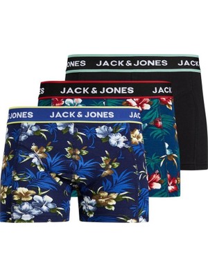 Jack & Jones Jacflower Trunks 3 Pack Noos Erkek Siyah Boxer 12171253-Black